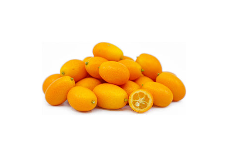 Fresh Nagami kumquats closeup in Dubai fruit market