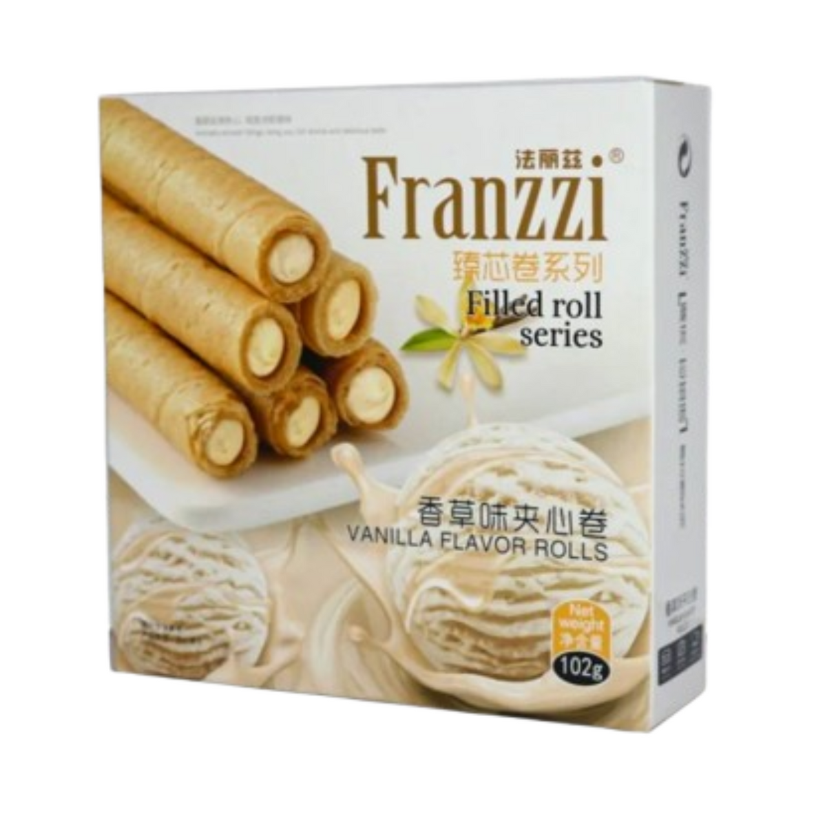 Franzzi Filled Roll Series Vanilla Flavour Rolls 102g - Palmyra Orders