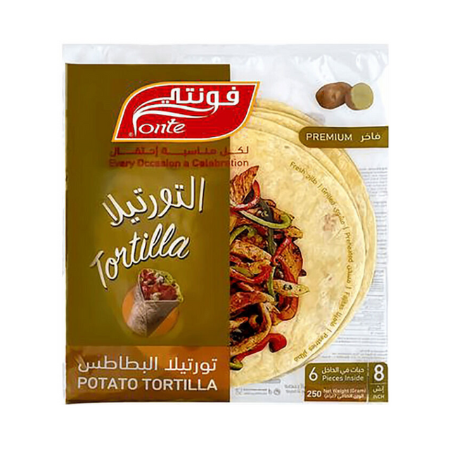 Fonte Potato Tortilla 8-Inch – 6 PCS 250G – Soft, flavorful, and perfect for wraps.