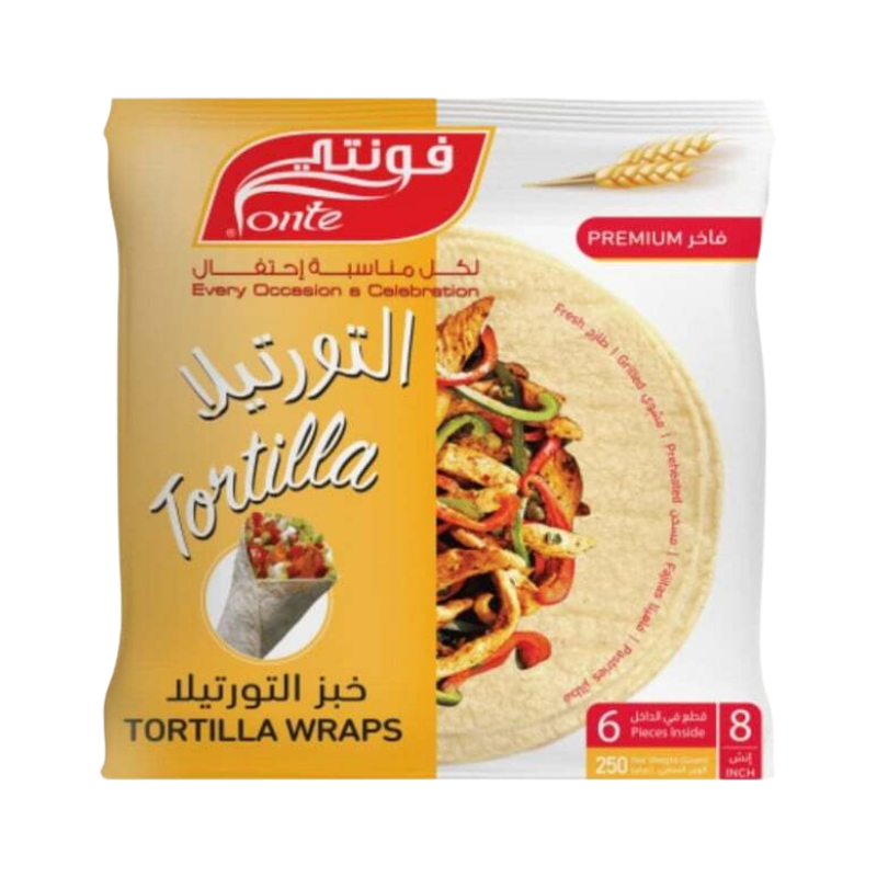 Fonte Tortilla Wraps 8-Inch – 6 PCS 250G – Soft, fresh, and perfect for meals.