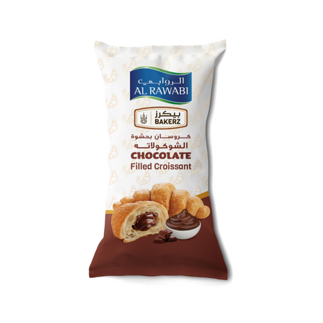 Al Rawabi Chocolate Filled Croissant - 55g soft baked snack,Dubai