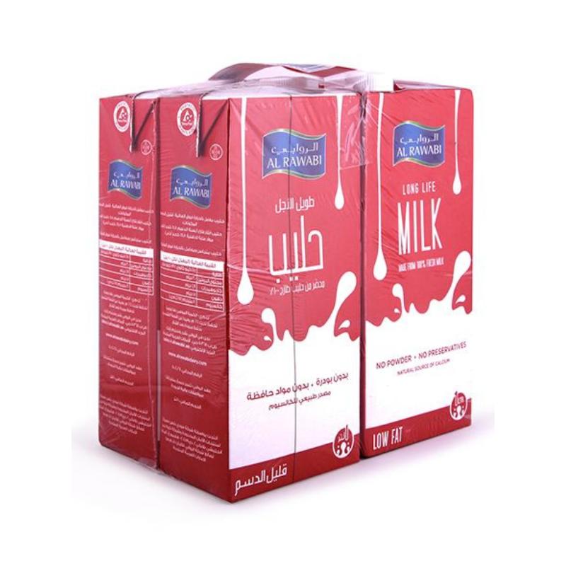 Al Rawabi Long Life Milk Low Fat - 4 x 1L Pack - Palmyra Orders