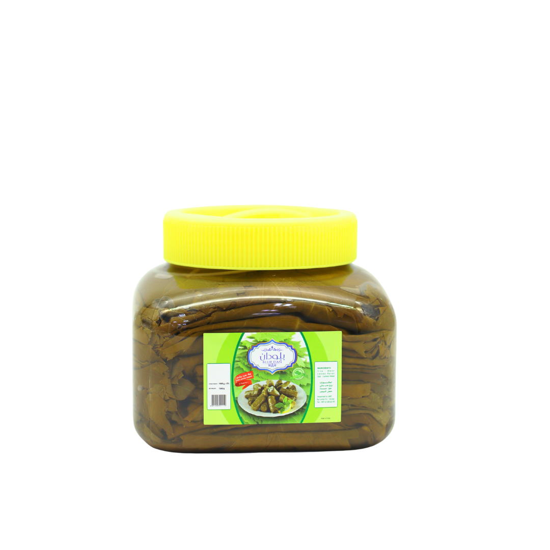 Bluedan Grape Leaves, 1Kg , Close-up of premium preserved Bluedan Grape Leaves, showing tender texture perfect for dolma in UAE.