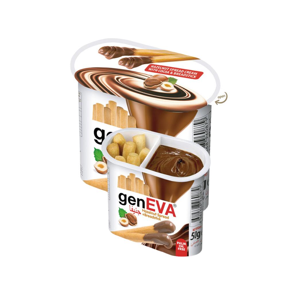 Geneva Hazelnut Spread Cream with Cocoa & Breadsticks, 50g,Breadsticks with Hazelnut Cream Dip,Dubai,UAE.