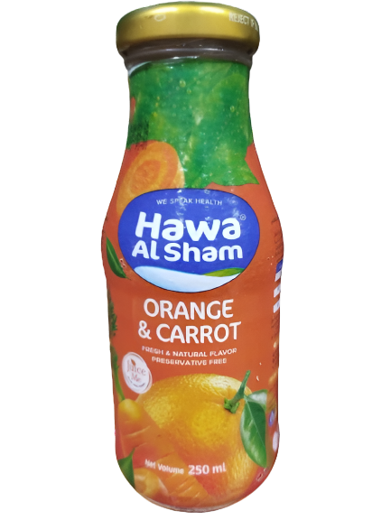 Hawa Al Sham Natural Orange & Carrot Drink 250ml - Palmyra Orders