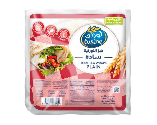 Front Of  L'usine Tortilla Wraps Plain, Medium, 6 Pieces, ideal for shawarma or lunch pack medium size In Ajman, UAE