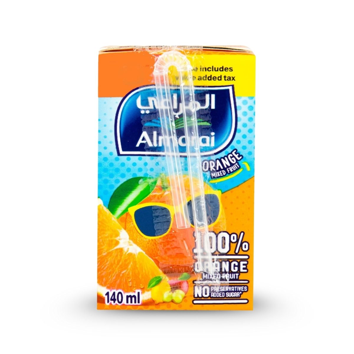 delicious taste of Almarai Orange Mixed Fruit, 140ml. Made with real fruit and no added sugar