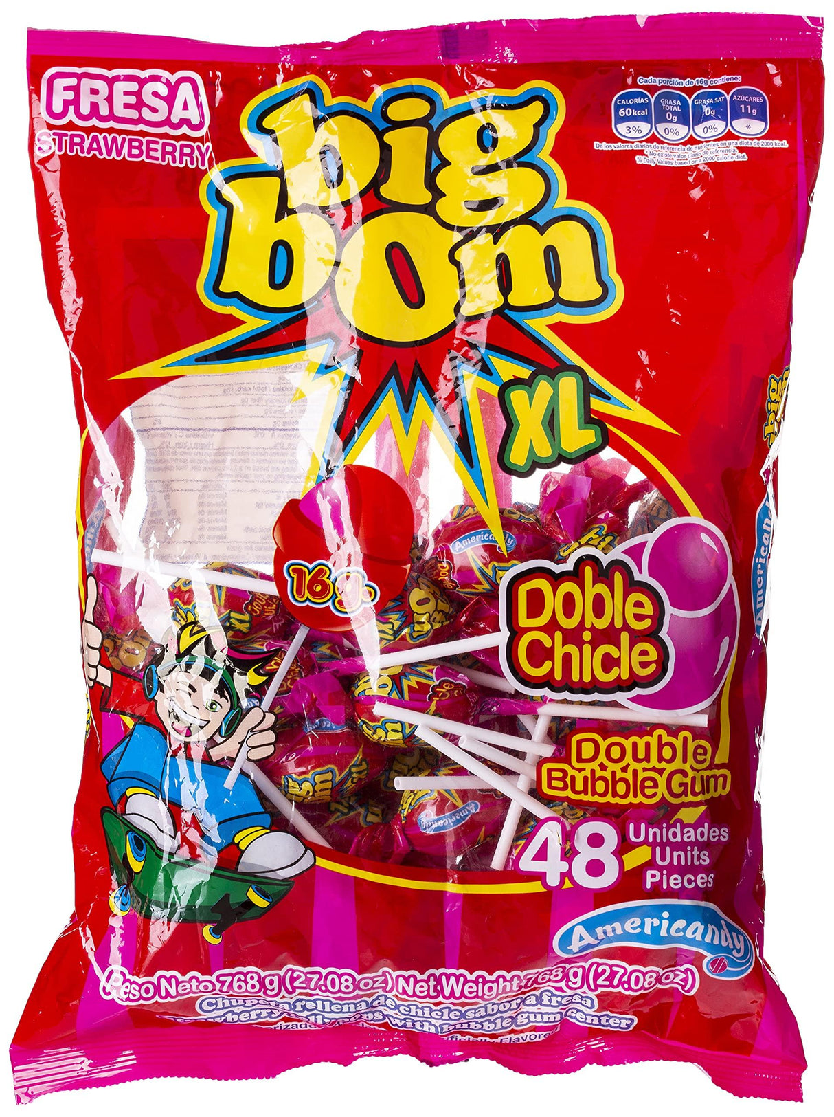 Big Bom Lollipops Strawberry Candy 768g - Palmyra Orders