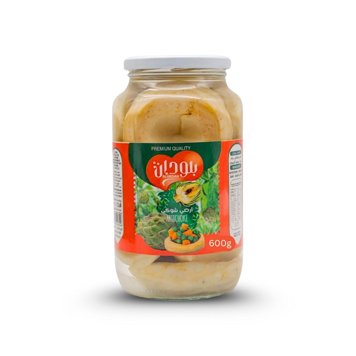 Bluedan Artichoke-600g, Mediterranean pickled artichokes rich in fiber and antioxidants, perfect for salads and mezze in UAE.