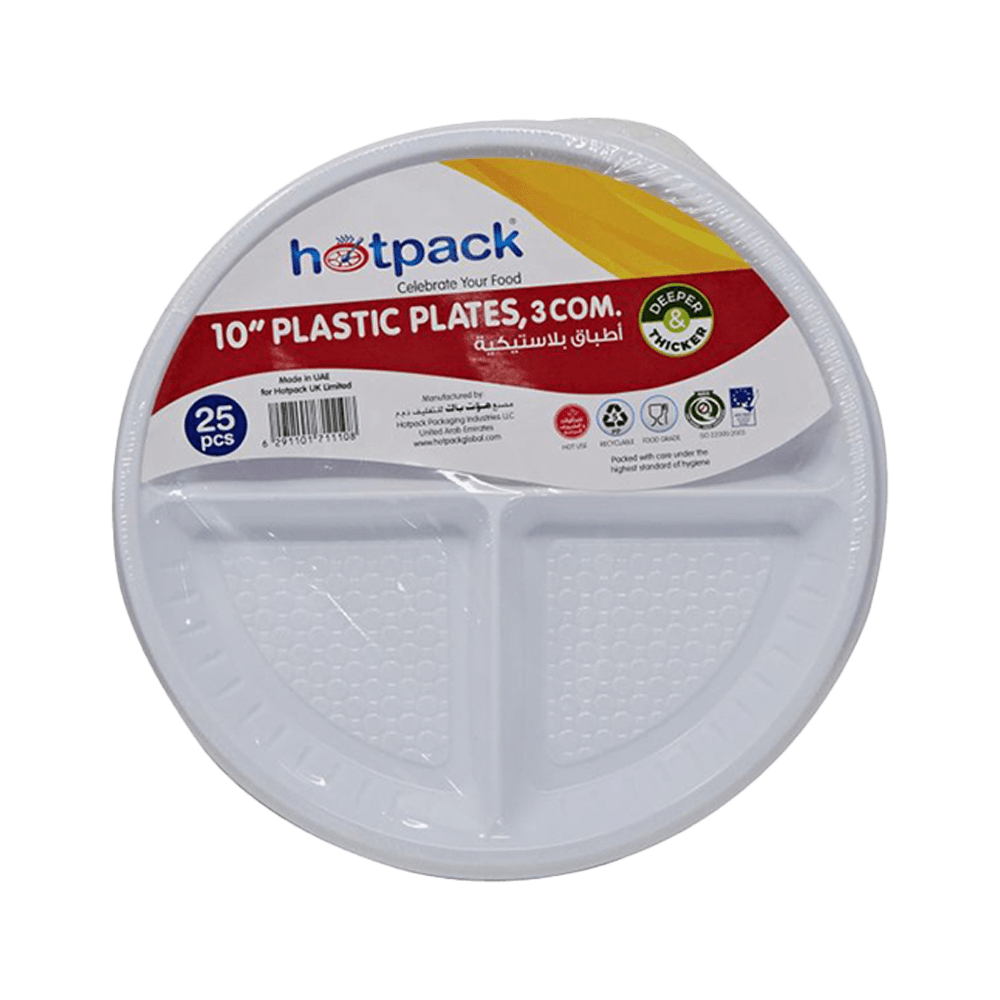 Hotpack Plastic Round Plate Set 10inch 25Pcs - Palmyra Orders