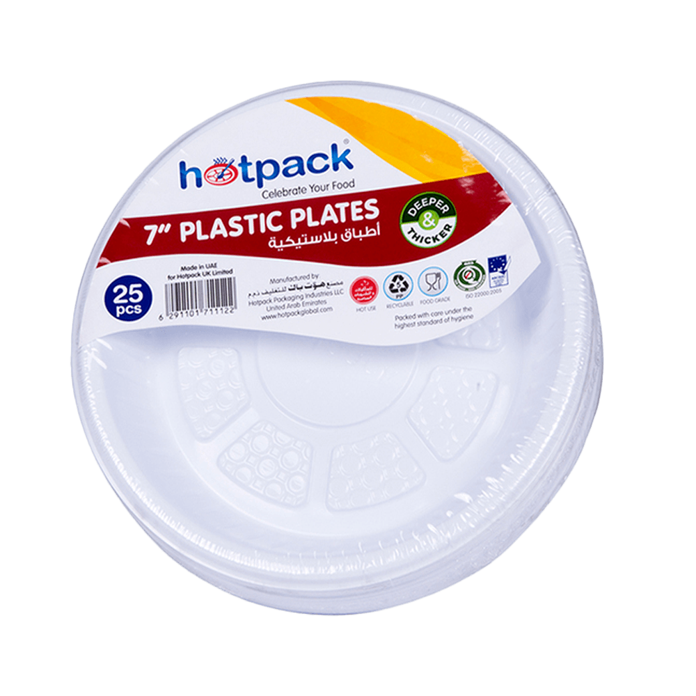 Hotpack Plastic Round Plate Set 7inch 25Pcs - Palmyra Orders