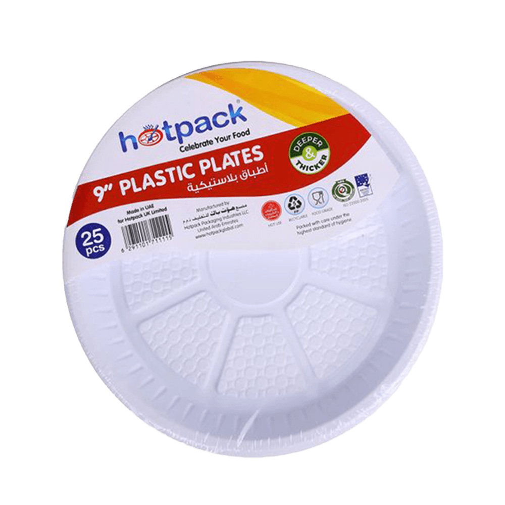 Hotpack Plastic Round Plate Set 9inch 25Pcs - Palmyra Orders