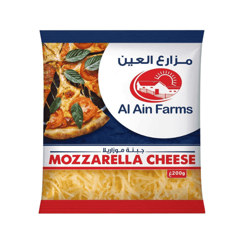 Mozzarella Shredded Cheese by Al Ain Farms-200g, Dubai