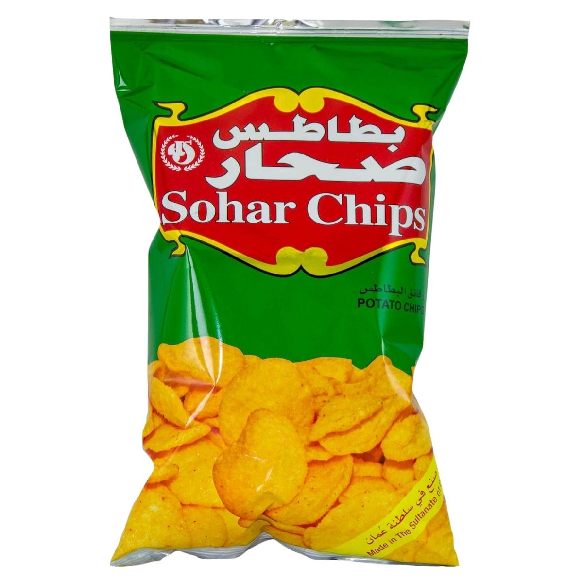 Bag of Sohar Potato Chips, 100g packaging on a white background