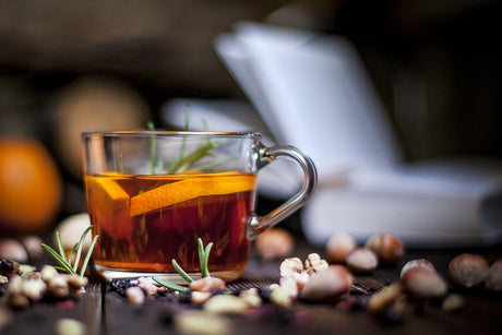 "A cup of soothing herbal tea from the Al-Attar Herbal Tea Collection for cold and flu relief."