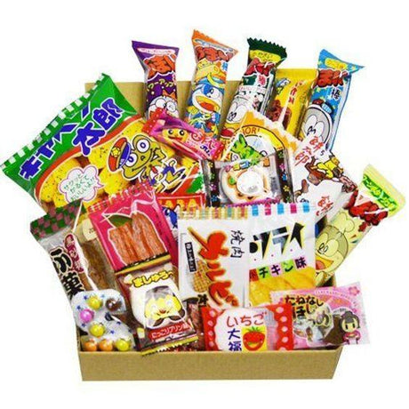 Assorted Japanese sweet snacks and premium tea displayed in a beautifully arranged collection.