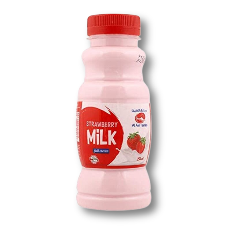 Al Ain Fresh Strawberry Milk Full Cream 250ml with smooth, creamy texture