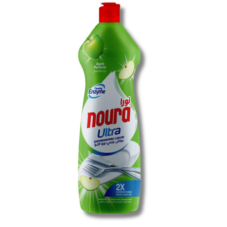 Noura ULTRA Dishwashing Liquid Detergent Apple Perfume 800ml for powerful grease removal with a fruity apple fragrance.