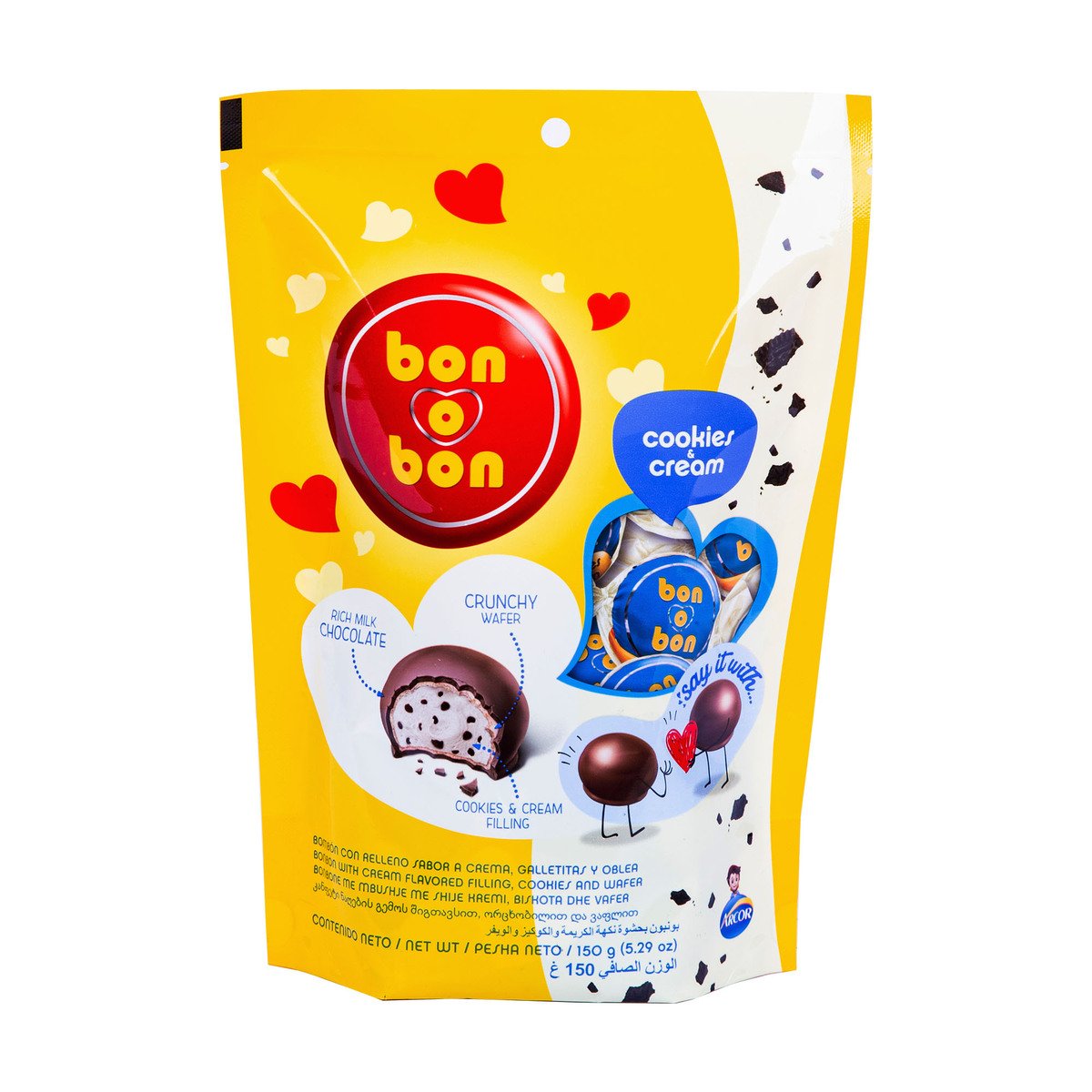 "Bon o Bon Bonbons with Cookies & Cream Filling and Wafer - 150g Pack"