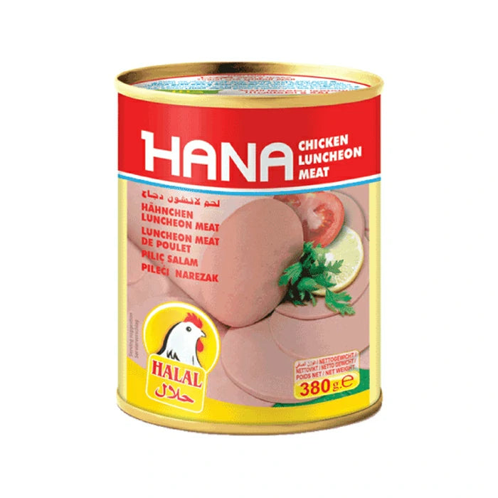 "Hana Chicken Luncheon Meat - Savory and Convenient 380g Can"