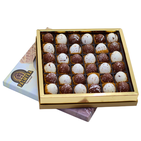 Palmyra Semicircle Belgian Chocolate Box – Luxurious Artisanal Chocolates in Elegant Packaging