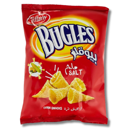 Bugles Chips Salt 75g by Tiffany – Corn-based snack cones, lightly salted, for crispy and savory snacking.