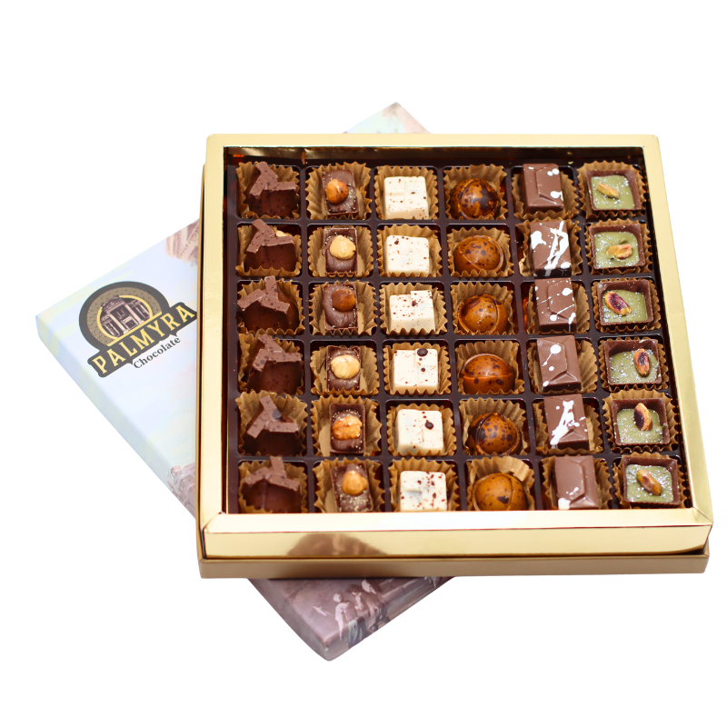 Palmyra 4 Shapes Belgian Chocolate Box with premium crafted Belgian chocolates in elegant shapes.