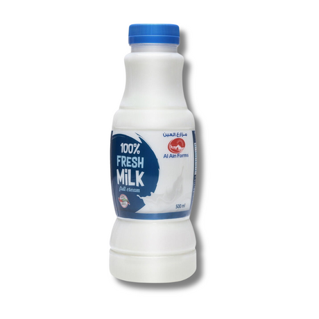 Al Ain Fresh Milk Full Cream 500ml pack with smooth, rich texture