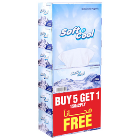 Soft N Cool White Facial Tissue 2 Ply, 200 Sheets,5 Boxes + 1 Free - Palmyra Orders