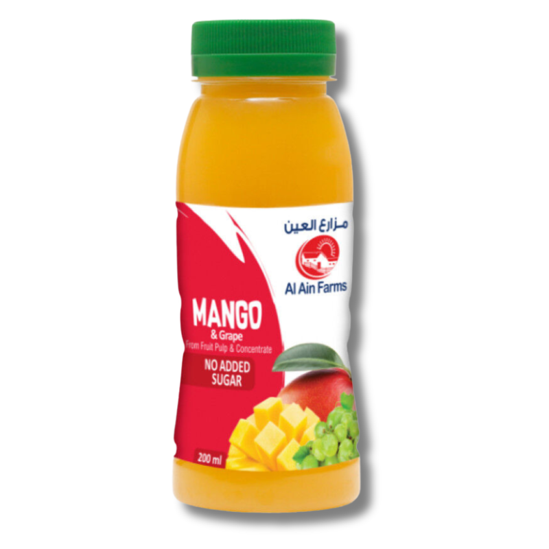 Al Ain Mango & Grape Nectar 200ml with tropical mango and grape flavors