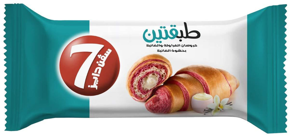 7Days Double Strawberry And Vanilla Croissant With Vanilla Filling 90g - Shop Your Daily Fresh Products - Free Delivery 