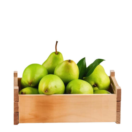 A 1.5kg box of fresh Syrian pears, showcasing their vibrant color and juicy texture, ideal for healthy snacking or cooking.