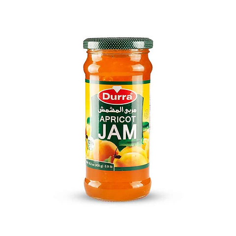 "Durra Apricot Jam 430g in a premium glass jar."