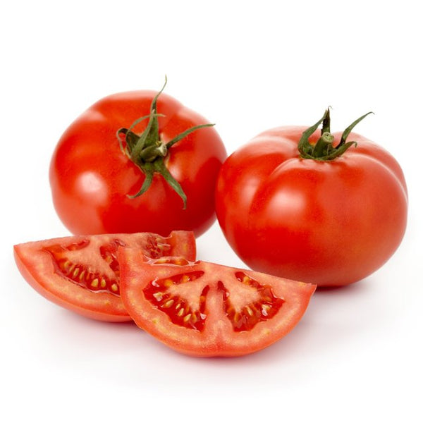  "Vibrant, fresh tomatoes with a rich red color, perfect for adding natural sweetness and flavor to a variety of dishes, from salads to sauces."