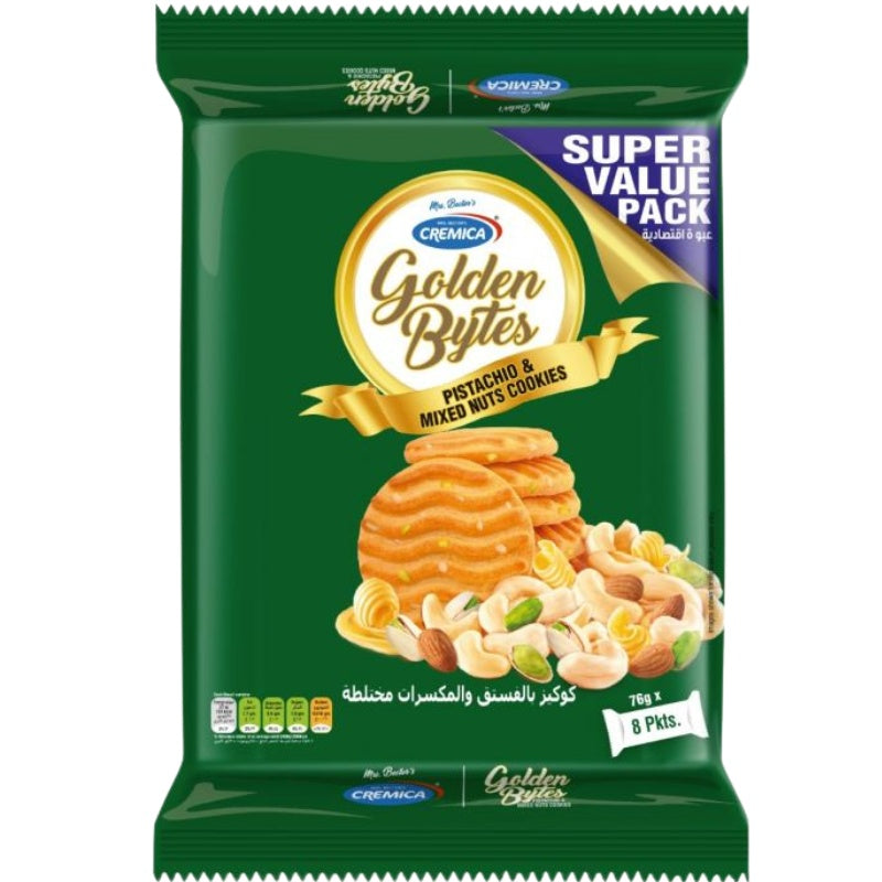 Crunchy Cremica Golden Bytes Pistachio & Mixed Nuts Cookies - 8pc – Snack Pack – Dubai UAE