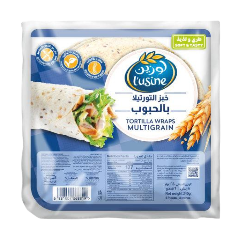 Lusine Tortilla Wrap, Multigrain, Medium, 6 Pieces, resh bakery product UAE