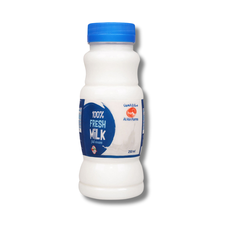 Al Ain Fresh Milk Full Cream 250ml pack with smooth, rich texture