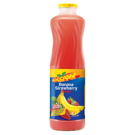  Maccaw Banana And Strawberry Drink, 1L bottle, a delicious and healthy fruit beverage for the UAE market.