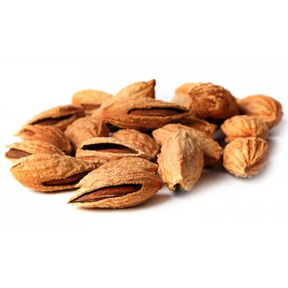 Almonds on a white background