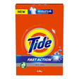 Tide detergent packaging with orange background and blue and yellow logo