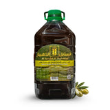 Bottle of AL Sanabel Al Dahabiya  Extra Virgin Olive Oil - 5L with a green label on a white background