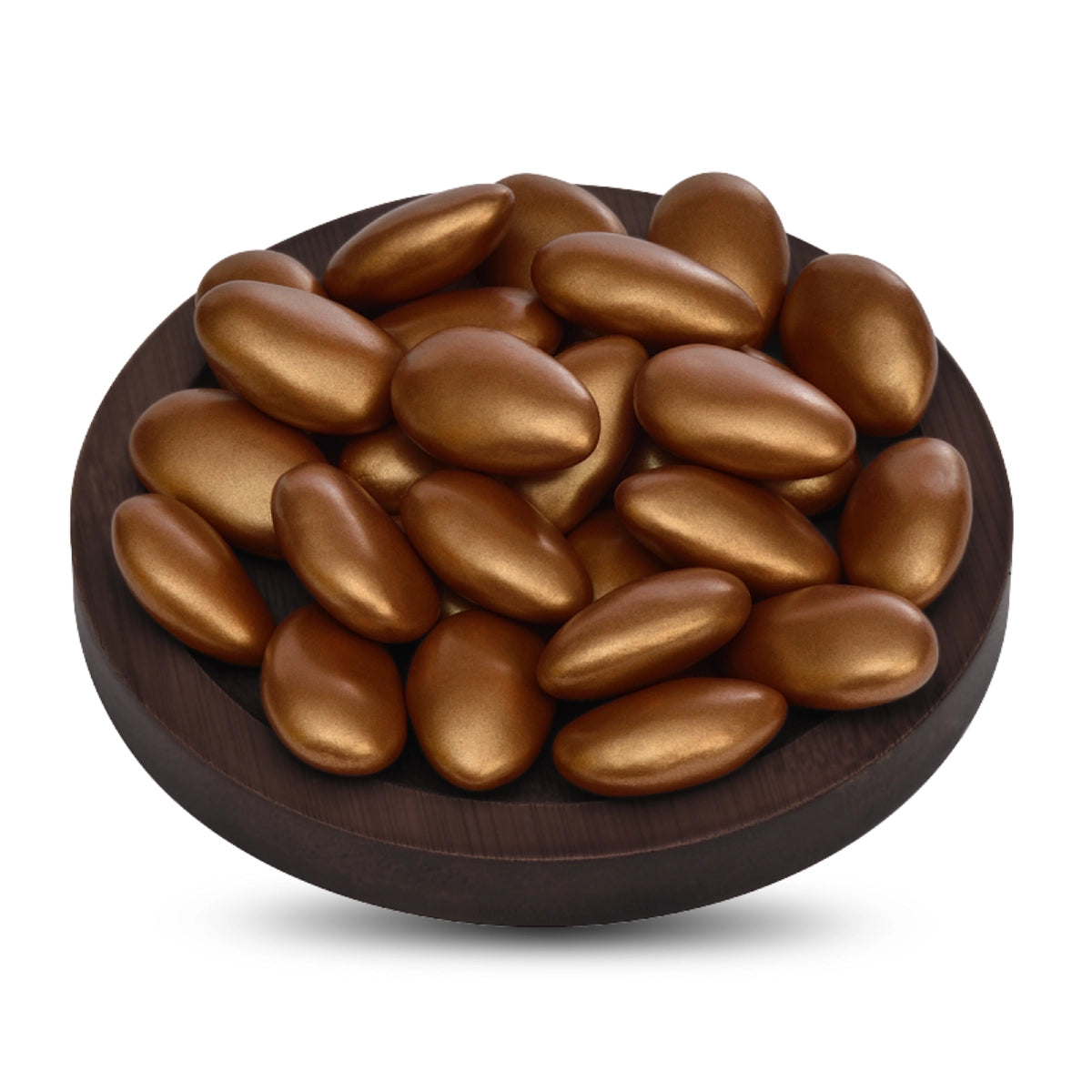 Almond Mlabbas Candy, Bronze Metallic-250g wrapped in a striking bronze metallic cover offers a delightful treat with a rich, nutty flavor, UAE