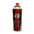 Can of butane gas on a white background