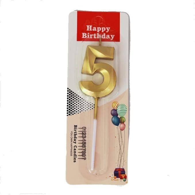 Cake Topper Candle Number 5 Gold - Shop Your Daily Fresh Products - Free Delivery 