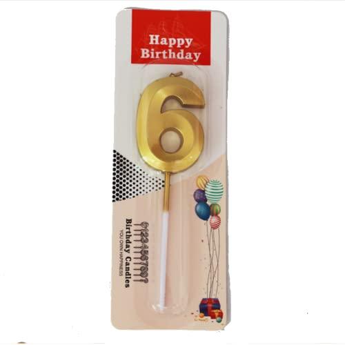 Cake Topper Candle Number 6 Gold - Shop Your Daily Fresh Products - Free Delivery 
