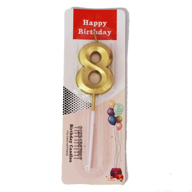 Cake Topper Candle Number 8 Gold - Shop Your Daily Fresh Products - Free Delivery 