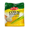 Packaging of Durra corn starch with corn and starch images on a white background