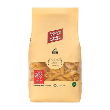 Packaged Of Emirates Macaroni Penne 400g on a white background
