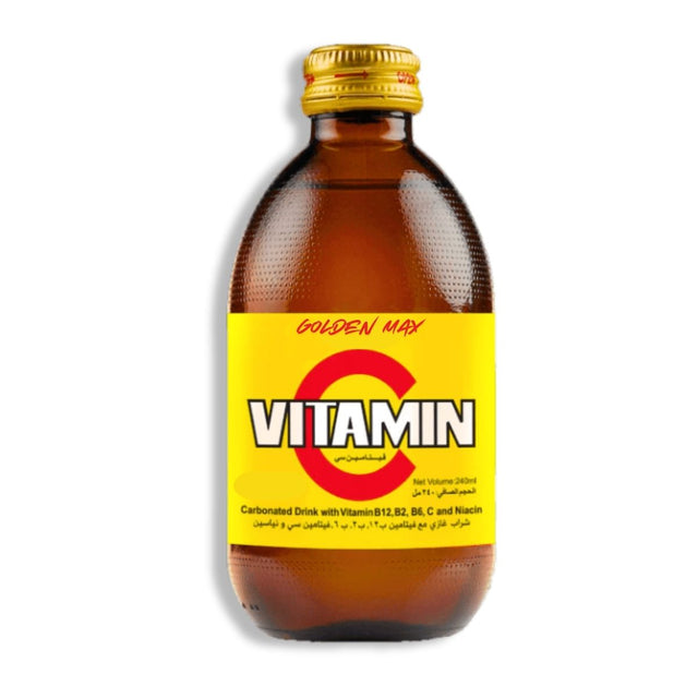 Bottle of Golden Max Vitamin C Drink, 240ml on a white background