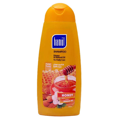 "Image of Hamol Shampoo with Honey & Almond Oil 400ml bottle, featuring a nourishing formula designed to hydrate, repair, and revitalize dry hair for a silky and shiny finish."